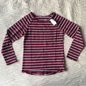 Maroon striped long sleeve top